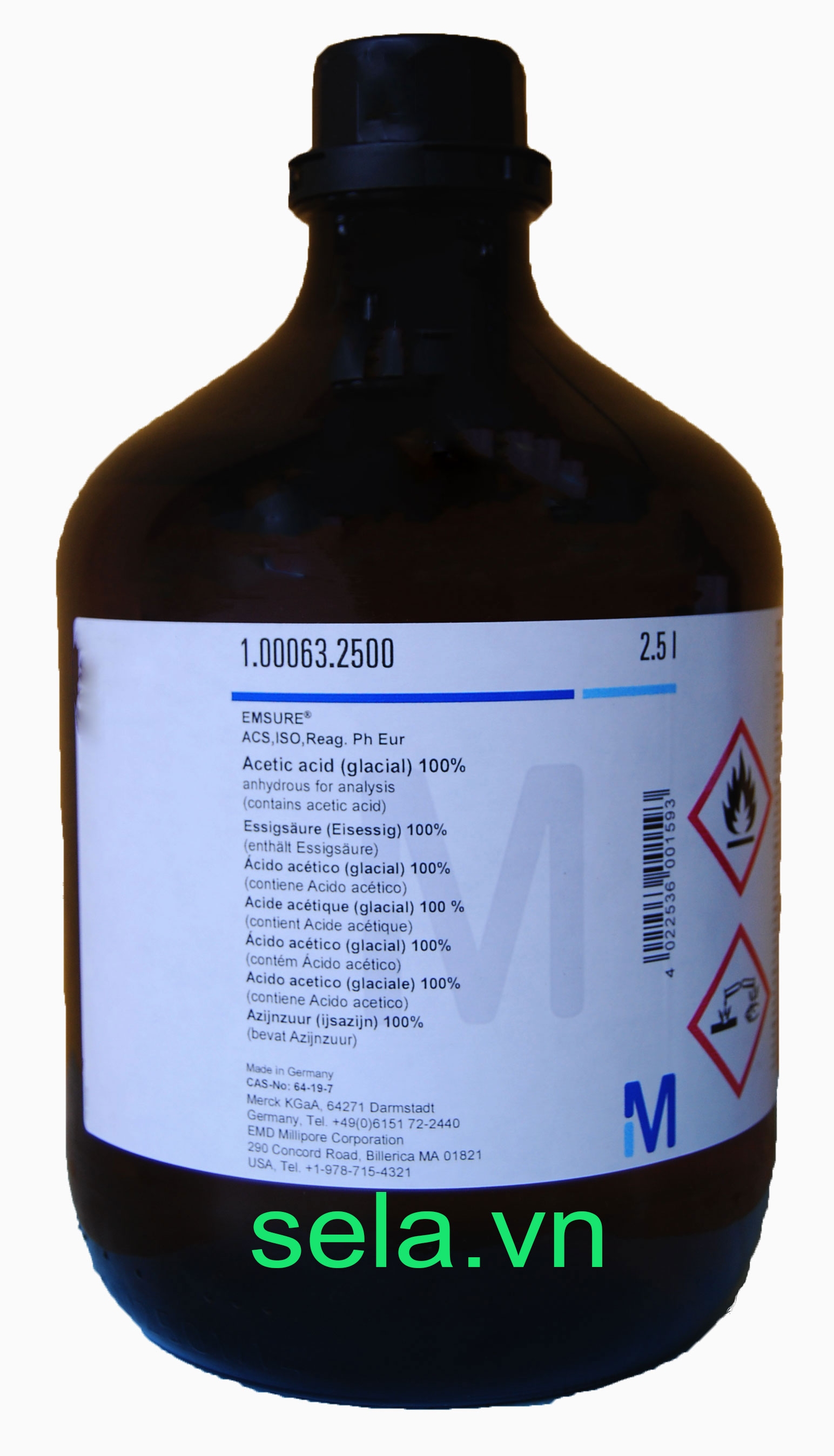 Acetic acid (glacial) 100% anhydrous for analysis EMSURE® ACS,ISO,Reag. Ph Eur 