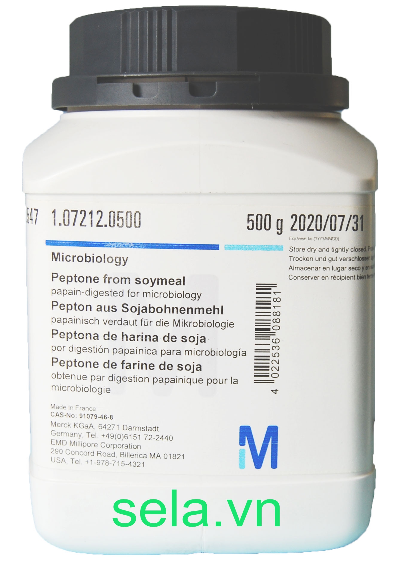 Peptone from soymeal papain-digested for microbiology