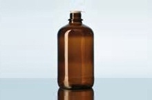 Chai nâu tròn, cổ vặn, nắp chuẩn thủy tinh soda-lime