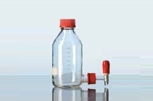 Chai thủy tinh nắp vặn GL 45, có vòi khóa vặn GL 32 ở đáy 