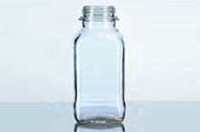 Chai vuông cổ vặn miệng rộng với nắp vặn chuẩn thủy tinh soda-lime