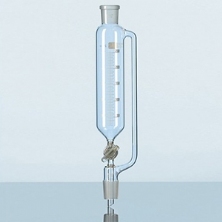 Phễu nhỏ giọt hình trụ, cổ mài, có chia vạch và cân bằng áp suất